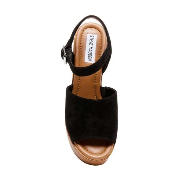 Madden FP black platform suede wedge sandal 7 - Picture 4 of 7